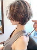 前髪あり小顔つや髪顔まわり簡単スタイリングショートボブヘア