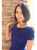 ３０代４０代大人可愛く毛先ワンカールボブ　ひし形ボブ