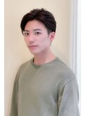 大人カジュアルフォーマルツーブロック黒髪横流し20代30代40代