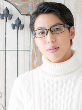 メンズヘア ビーセカンド 草加店(MENS HAIR B-2) 七三分けアッシュブラック短髪刈り上げショートY草加