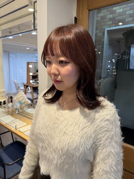 ネオリーブ チロル 横浜西口店(Neolive CiroL.) ピンクベージュ　ミディアムレイヤー　イメチェン前髪カット