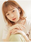 レイヤーボブ　オレンジベージュ