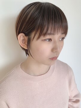 ステアケース 武蔵小杉店(stair:case) 大人かわいいハイライトベージュマッシュショート耳かけ