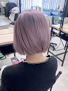 ロウル 渋谷(LOWRL) ピンクラベンダーボブ/ケアブリーチ/ダブルカラー