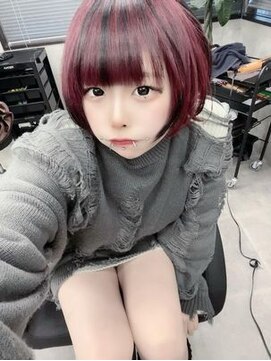 ナンバーウルス 名駅店(N° ulus) 【number ulus】セクションカラー/ピンク&ブラック