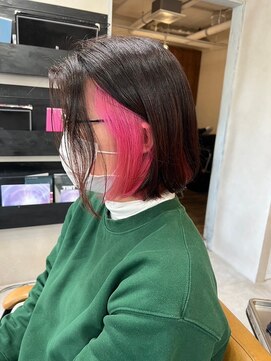 アジールヘア 東上野店(agir hair) 10代20代30代透明感ピンクイヤリングカラーボブ【上野】