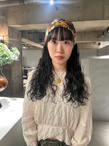 rireイメチェン前髪アンブレラカラーこなれミディウェーブパーマ