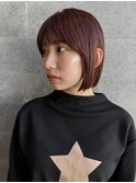 秋色ピンクブラウンボブ