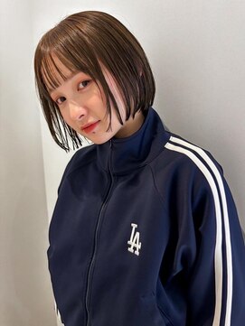 アンドファイン ヘアビューティー(＆Fine hair beauty) あごラインボブ×オリーブベージュカラー