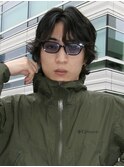 センターパートニュアンスパーマ刈り上げツーブロックメンズヘア