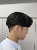 メンズセンターパートニュアンスパーマアップバング