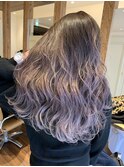ラベンダーバレイヤージュグラデーショングレージュケアブリーチ