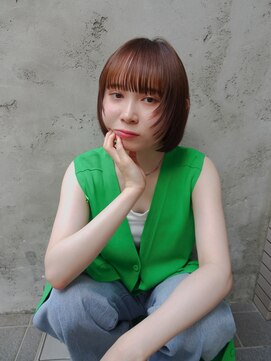 ルル 表参道(lulu.) フルバング ミニボブ ブラウンカラー  内巻きボブ【Riku】