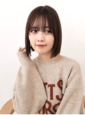 ワンレンボブ　切っぱなし　ストレートボブ　ブラウン　ベージュ