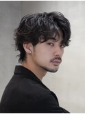 センターパートシャドウパーマスパイラルパーマ大人メンズヘア