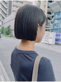 春の大人ミニボブ◎前髪なし黒髪×似合わせカット