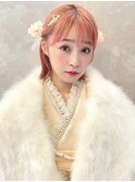 成人式ヘア振袖アレンジボブハイトーンアレンジ金箔K20241130