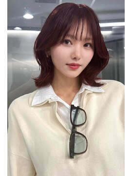 ランズ(LANDS) カシスピンクブラウン　レイヤーボブ 【韓国ヘア 大阪 梅田】