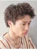 心斎橋スパイキーパーマビジネスヘアフェザーショートパーマ緩め