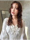 ロングウェーブパーマ　くるくる　フェイスレイヤー