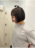 ミディアムヘアイヤリングカラーボブ大人ヘアアレンジミニボブ