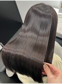 ミディアムヘアーカカオブラウンカラー髪質改善　赤坂見附