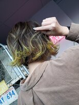 アットティー 金沢文庫(at tee...) 【attee...】バレイヤージュ×ぱつっとボブ×裾イエローカラー☆