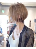 ショートボブ髪型30代40代50代前髪あり前髪無し面長丸顔【荒砂】