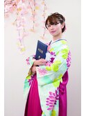 編み込み×花飾り☆彡卒業式袴スタイル