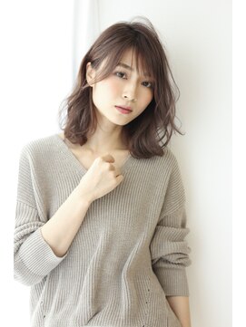 クラン 岡本(Chlan) 透明感ピンクベージュ★ナチュラルモードのミディアムヘア