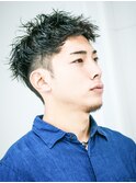 メンズ 2ブロック無造作ウェットショート