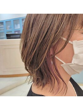 ヘアメイク アージュ 大野城 下大利店(HAIR MAKE age) ことりベージュ×ピンクインナー　20代30代40代