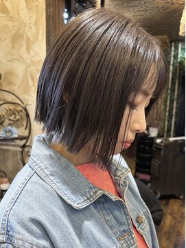 ヘアー クリエイト カルバリ(HAIR CREATE Calbari) くすみブラウン　切りっぱなしボブ