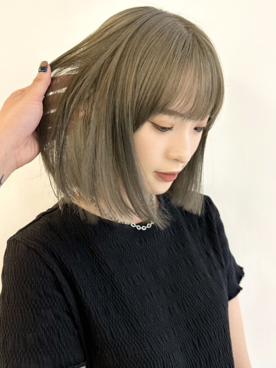☆ブリーチなしダブルカラー オリーブカラー オリーブベージュ