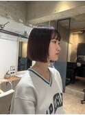 顎下2cmのぷっつりボブ×暖色カラー