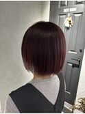 ブリーチありレッドブラウン×ミニボブ