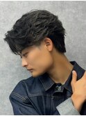 フェザーパーマ/ニュアンスパーマ/センターパート/メンズ