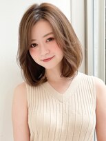 大人かわいいショコラベージュベビーバングくびれミディ