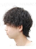 マッシュウルフ/波巻きパーマ/ツイストスパイラルツーブロック