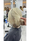 美髪シアーカラー髪質改善レイヤーカット切りっぱなしボブ