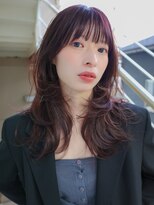 アンドスタイル(&style)&nbsp;【TSUJI】ミディアムレイヤー 顔周りカット ピンクラベンダー