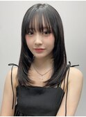 前髪 ワンホンレイヤー ダークブルー レイヤーカット"
