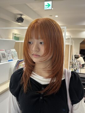 ビーヘアー 近鉄八尾店(Bee.hair) レイヤーカット×オレンジ