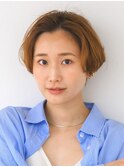 ハンサムショート　ニュアンスパーマ　ショートボブ