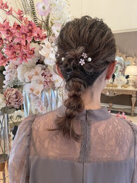 エッジ ヘア メイク(edge hair +make) 結婚式お呼ばれヘア/編み下ろしヘア/ヘアセット