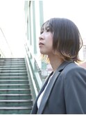 似合わせボブ外ハネくびれグレージュベージュ赤味消し