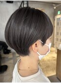 レディースコンパクトショート透け感黒髪ショート艶感グレージュ