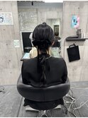 お呼ばれアレンジ ヘアセット 編みおろしアレンジ