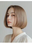 イメチェン小顔前髪ボブ大人可愛いベージュブラウン