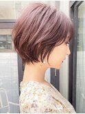 【３０代４０代５０代】マイナス5歳ショートボブ/暖色/小顔